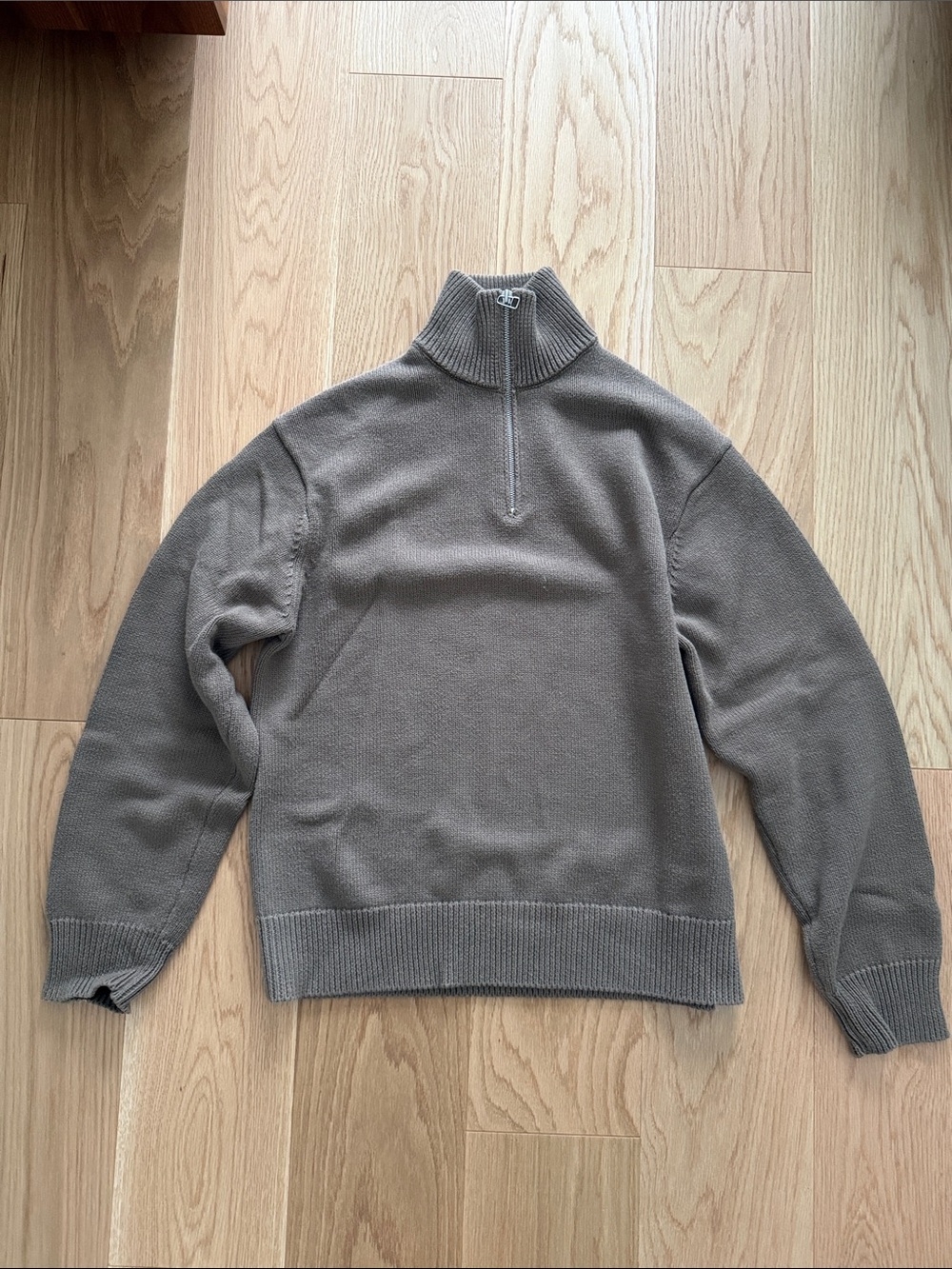 Zara COTTON - WOOL QUARTER ZIP SWEATER